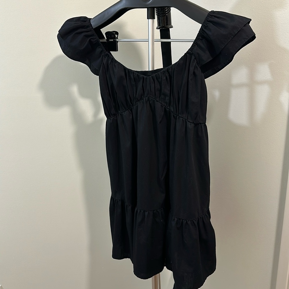 Ruched Flutter Sleeve Mini Dress Abercrombie & Fitch